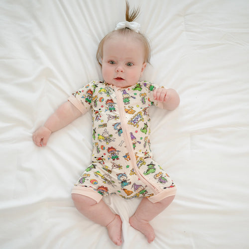 Naughty Diaper Family Baby Bamboo Short Zipper Romper Pajamas
