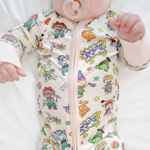 Naughty Diaper Family Baby Bamboo Zipper Romper Pajamas