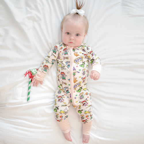 Naughty Diaper Family Baby Bamboo Zipper Romper Pajamas