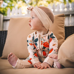 Zippered Romper In Flowers And Strawberries