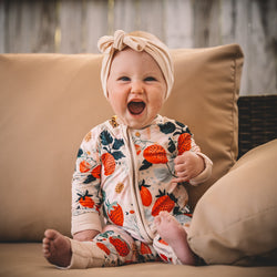 Zippered Romper In Flowers And Strawberries