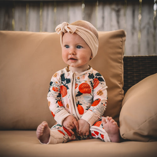 Zippered Romper In Flowers And Strawberries