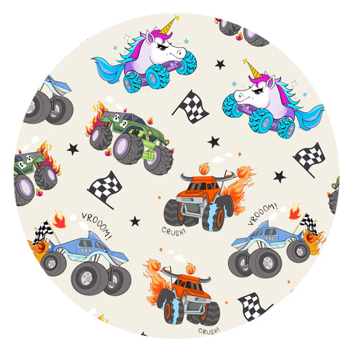 Monster Jam Truck Baby Bamboo Short Zipper Romper Pajamas