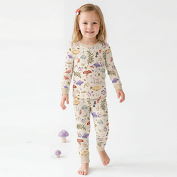 Mushroom Magic Meadow Adventure Kids Bamboo Two-Piece Pajama Set