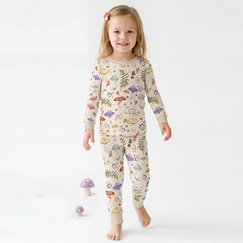 Mushroom Magic Meadow Adventure Kids Bamboo Two-Piece Pajama Set