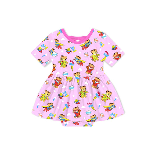 Tiger Neighbor Pink Twirl Dress With Bodysuit