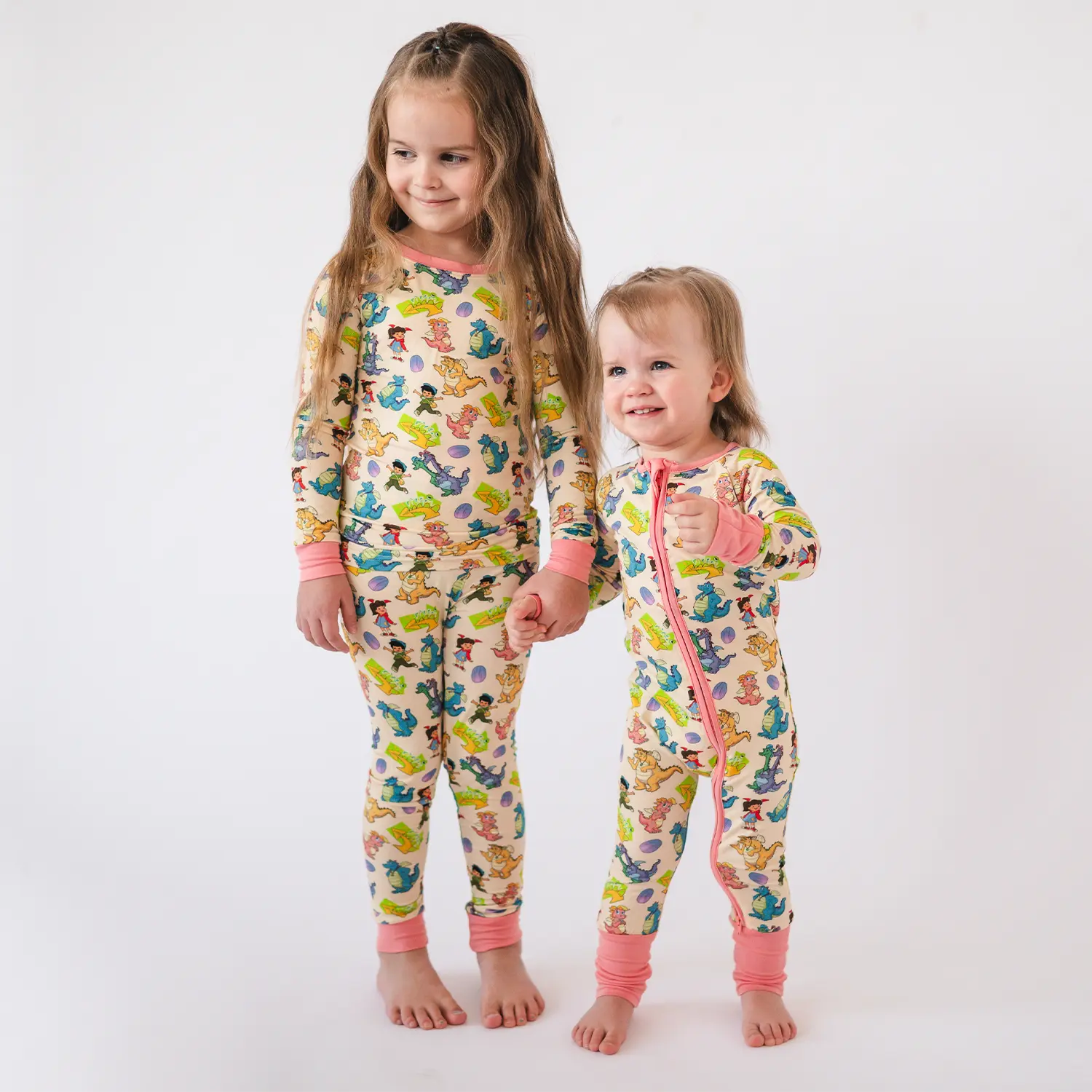 PREORDER FancyPrince Cartoon Dragon Pink Kid Bamboo Two-Piece Pajama Set