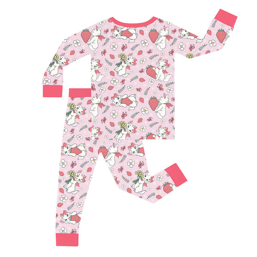 FancyPrince Valentine Strawberry Bow Cat Kid Bamboo Two-Piece Pajama Set