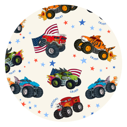 4th of July × Monster Truck Kids Bamboo Short Two-Piece Pajama Set