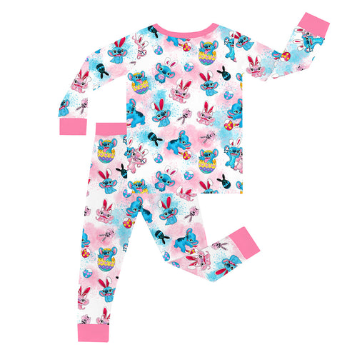 Easter Monster Bunny Egg Kid Bamboo Two-Piece Pajama Set