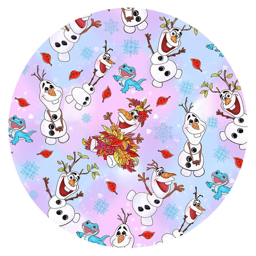 Christmas Big Face Snowman Multicolor Kids Bamboo Long Sleeves Dress