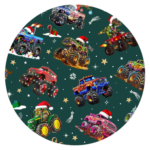 Christmas Colorful Truck Ride Game Baby Bamboo Zipper Romper Pajamas