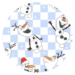 Christmas Big Face Snowman Blue Checkered Bamboo Family Matching Pajamas