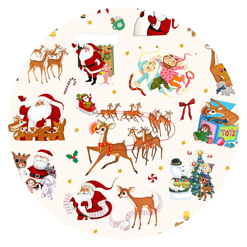 Christmas Deer and Festive Gift Parade Burgundy Kids Bamboo Two-Piece Pajama Set