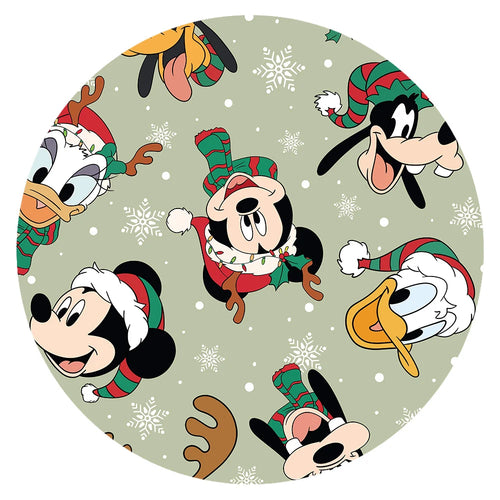 Christmas Mouse and Duck Pals on Forest Green Kids Bamboo Long Sleeves Dress