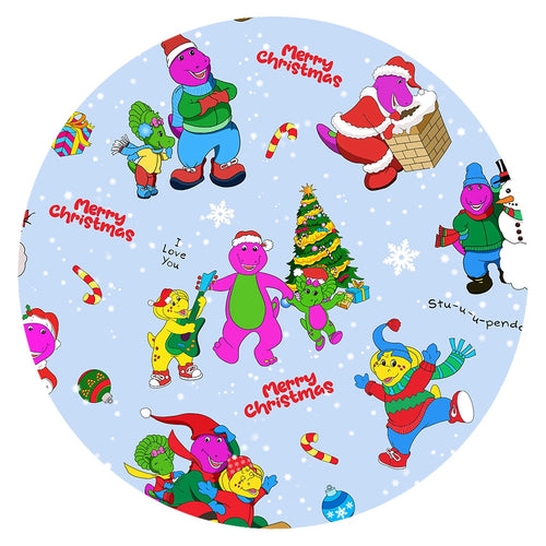 Christmas Pink Dino and Friends on Blue Kids Bamboo Two-Piece Pajama Set