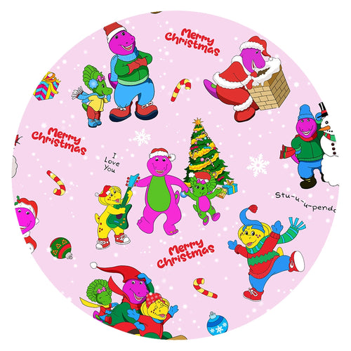 Christmas Pink Dino and Friends on Cotton Pink Baby Bamboo Zipper Romper Pajamas