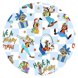 Christmas Blue Check Merry Dog Life Bamboo Family Matching Pajamas