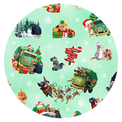 Christmas Mint Holiday Truck and Animal Friends Bamboo Family Matching Pajamas