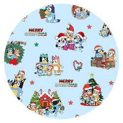 Christmas Dog Friends and Trees Gifts on Sky Blue Bamboo Family Matching Pajamas
