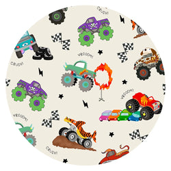 Big Wheels Truck Race Journey on Apricot Bamboo Family Matching Pajamas