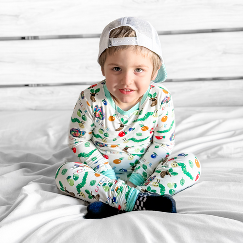 FancyPrince Caterpillar Butterfly Print Kid Bamboo Two-Piece Pajama Set