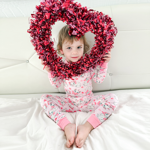 FancyPrince Valentine's Day Bow Cat Kid Bamboo Two-Piece Pajama Set