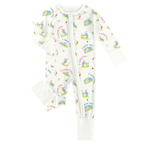 FancyPrince Mother's Day Bunny Love Baby Bamboo Zipper Romper Pajamas