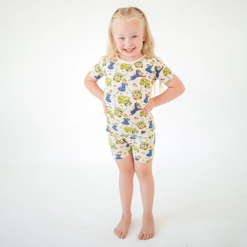 سباق Car Cartoon Kids Bamboo Short Pajama Set