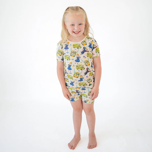 سباق Car Cartoon Kids Bamboo Short Pajama Set