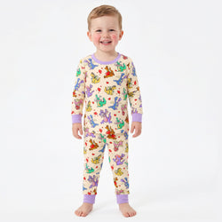 Mother's Day Dino Love Adventure and Hearts Kids Bamboo Two-Piece Pajama Set