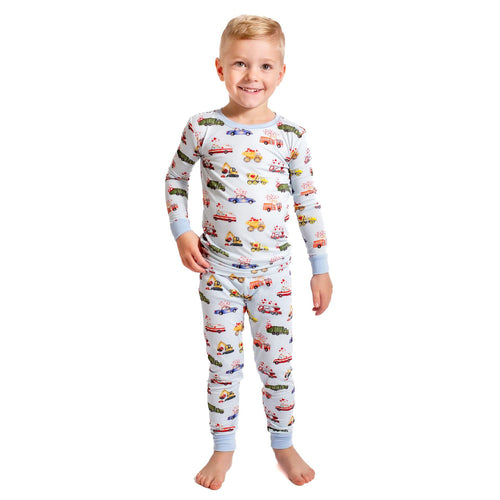 سباق Car Cartoon Kids Bamboo Short Pajama Set