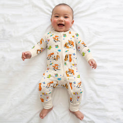 Playful Pups Foxs and Butterflies Bamboo Zipper Romper Pajamas