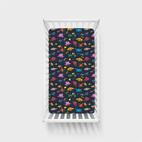 Dinosaur Digger Bamboo Fitted Crib Sheet