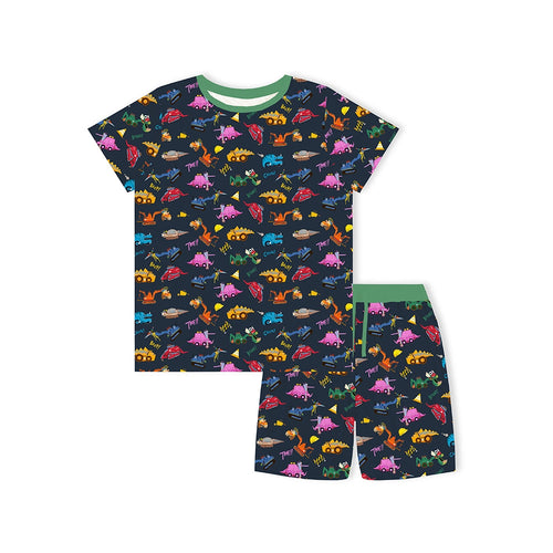 Dinosaur Digger Dad&Me Bamboo Family Short Matching Pajamas