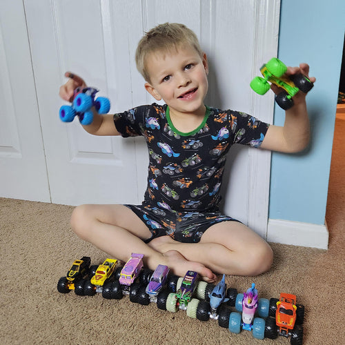Monster Truck Kids Bamboo Short Two-Piece Pajama Set